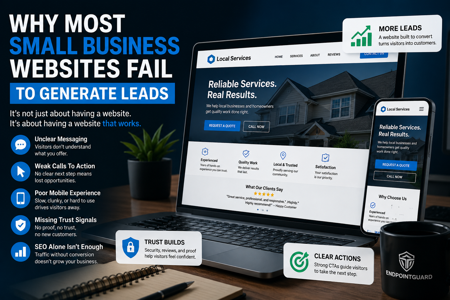 Small business website lead generation strategy dashboard